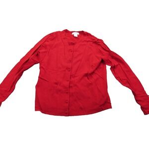 Worthington womens Cardigan Sweater Button Front Long‎ Sleeve red Knit Woman XL